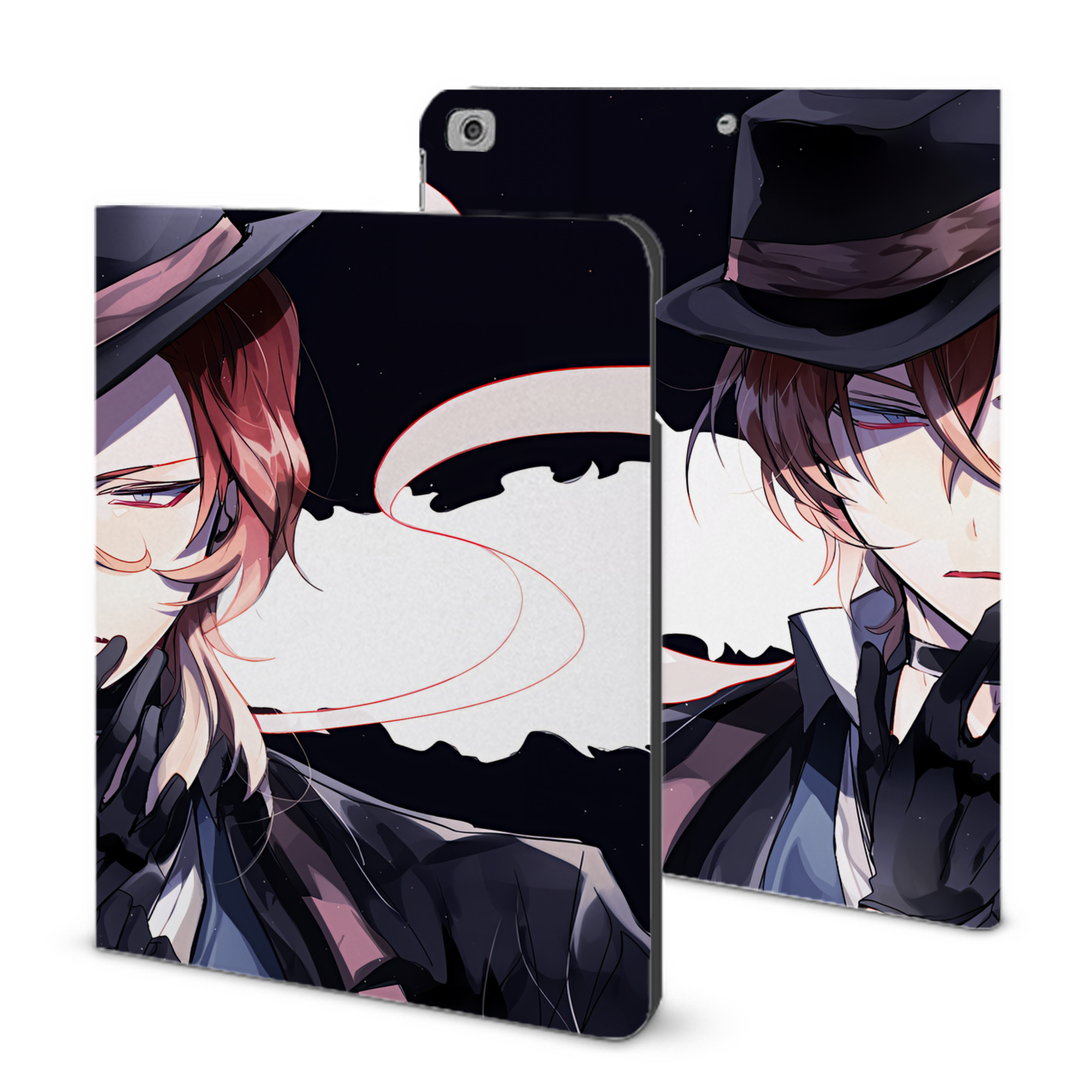 （画像用） 文豪ストレイドッグス Bungo Stray Dogs IPad ケース ブック型 PUレザー TPU 耐衝撃 軽量 薄型 ペン収納なし 全面保護 IPad 各モデル対応